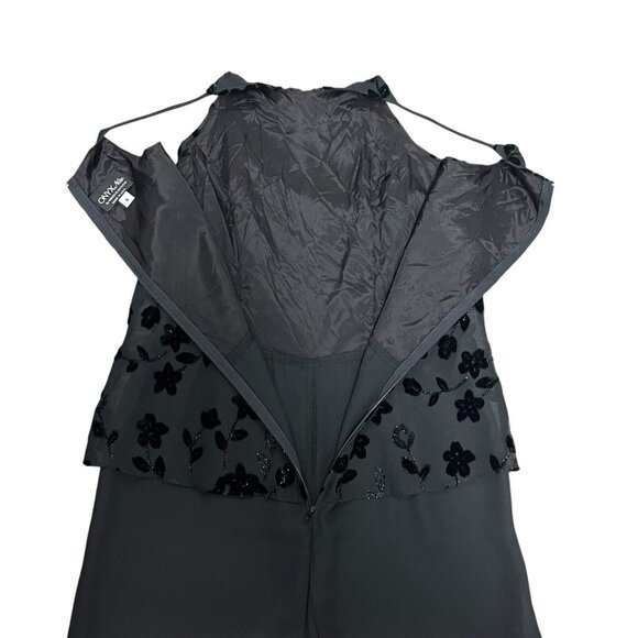 Onyx Nite by Wendy Chaitin Black Sparkle Pantsuit Size 8 One Piece Semi Formal M - Picture 8 of 17